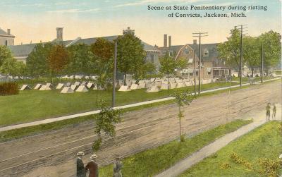 Scene at State Penitentiary during rioting of Convicts, Jackson, Mich.