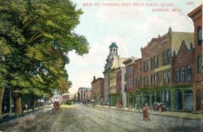 Main Street Looking East, From Courthouse, Jackson, Mich. 