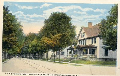 View of First Street, North from Franklin Street, Jackson, Mich. 