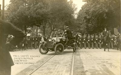 Pres. Taft's Escort, Jackson, Mich. June 4, 1910 "Under the Oaks" 