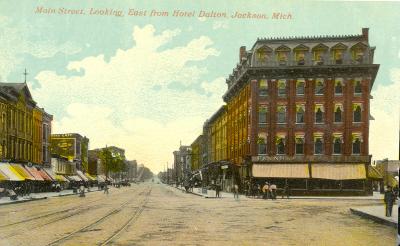 Main Street looking east, from Hotel Dalton, Jackson, Mich. 