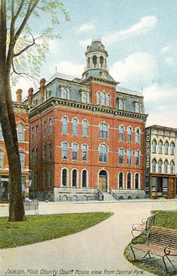 Jackson. Mich County Court house, view from Central Park