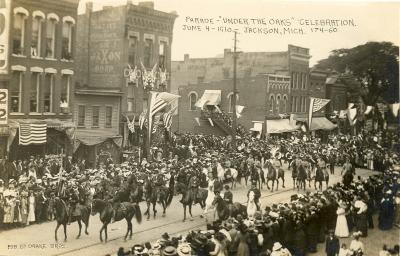 Parade - "Under the Oaks" Celebration. June 4 - 1910 - Jackson, Mich.