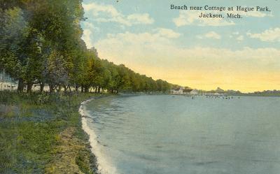 Beach Near Cottage at Hague Park, Jackson, Mich.