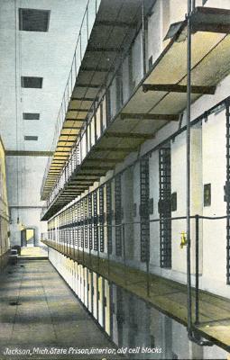Jackson, Mich. State Prison, interior, old cell blocks.