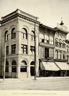 Scene on W. Main St. Showing Jackson City Bank