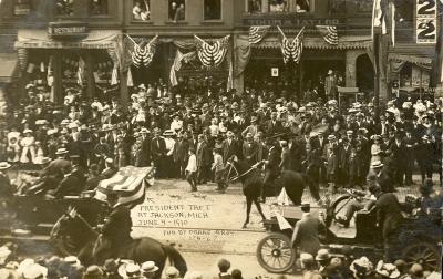 President Taft at Jackson, Mich. June 4, 1910. Pub by Drake Bros