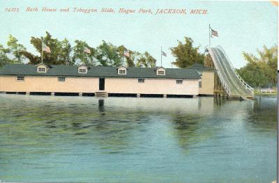 Bath House and Toboggan Slide, Hague Park, Jackson, Mich