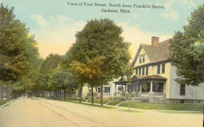 View of First Street, North from Franklin Street, Jackson, Mich. 