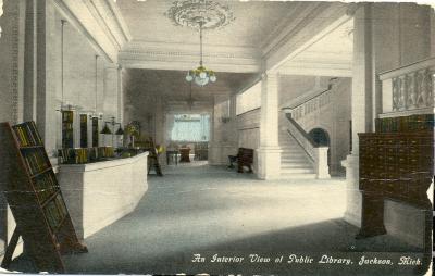 An Interior View of Public Library, Jackson, Mich.