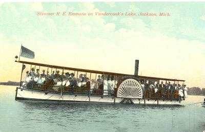 Steamer R.E. Emmons on Vandercook's Lake, Jackson, Mich.