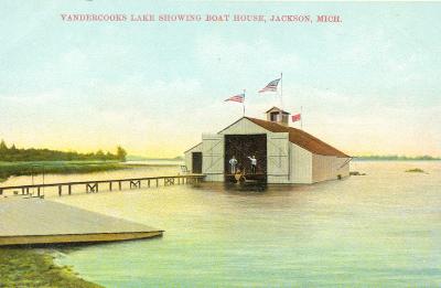 Vandercooks Lake Showing Boat House, Jackson, Mich.