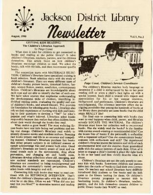 Jackson District Library Newsletter Vol.1, No.2