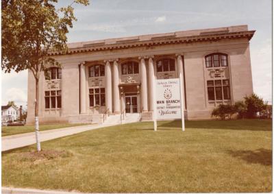 Carnegie Library (Main Branch of the Jackson District Library) and sign