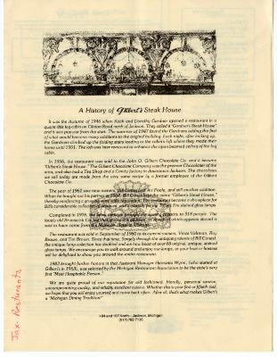 Gilbert's Steak House Menu